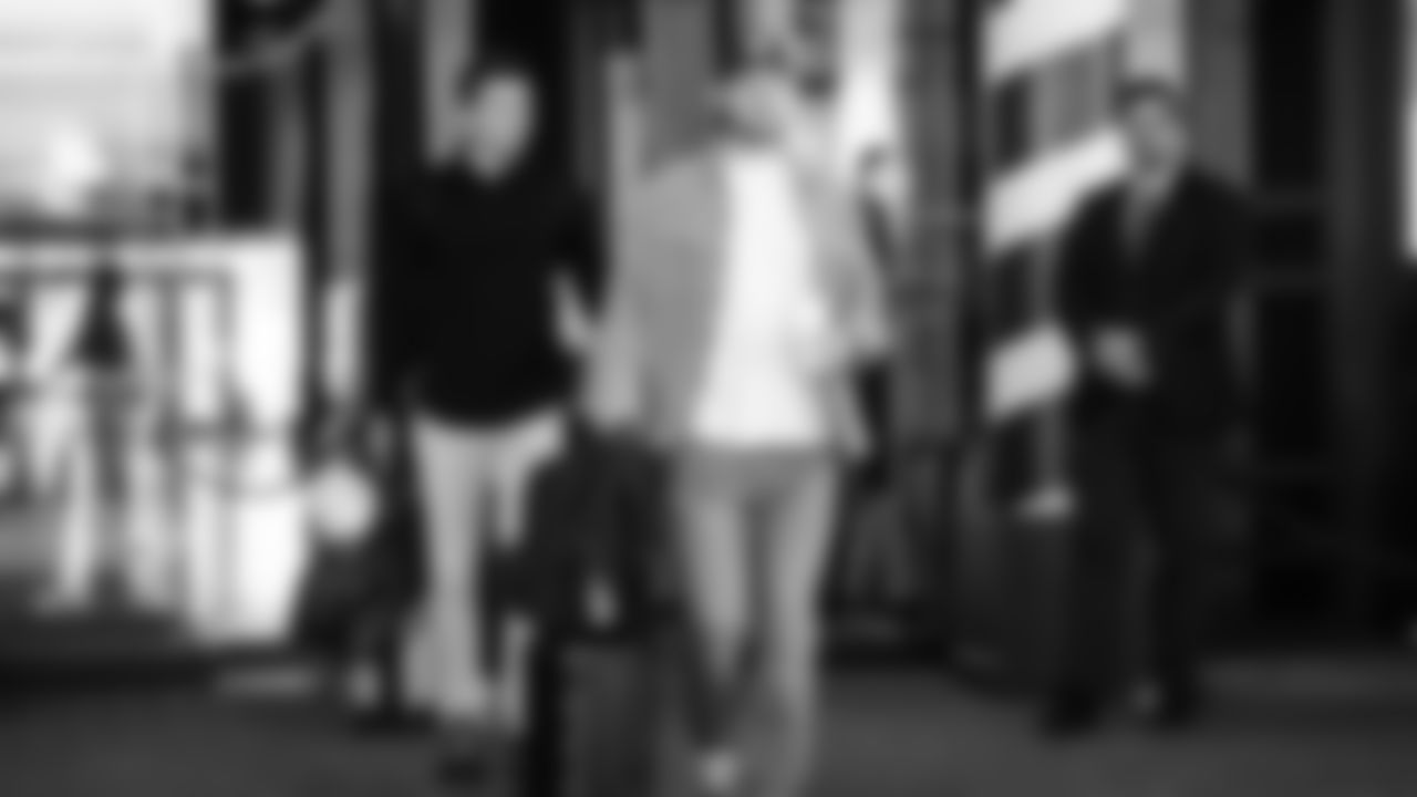 Seahawks quarterback Sam Darnold (14) departed the team hotel for the Week 12 matchup vs. the Titans at Nissan Stadium in Nashville, Tennessee.