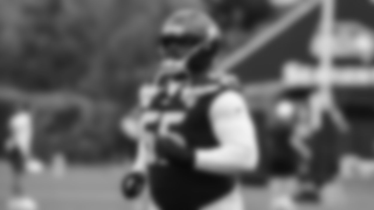 Seahawks tackle Michael Jerrell (65) practiced on August 17, 2025 at the Virginia Mason Athletic Center.