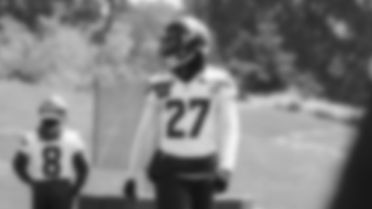 Seahawks cornerback Riq Woolen (27) participated in a workout on day two of minicamp on Wednesday, June 11, 2025 at the Virginia Mason Athletic Center.