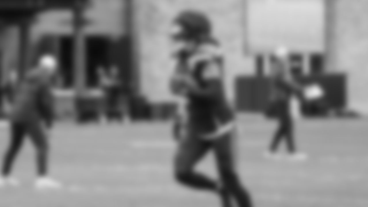 Seahawks tight end Eric Saubert (81) practiced on Tuesday, January 13, 2026 at the Virginia Mason Athletic Center.