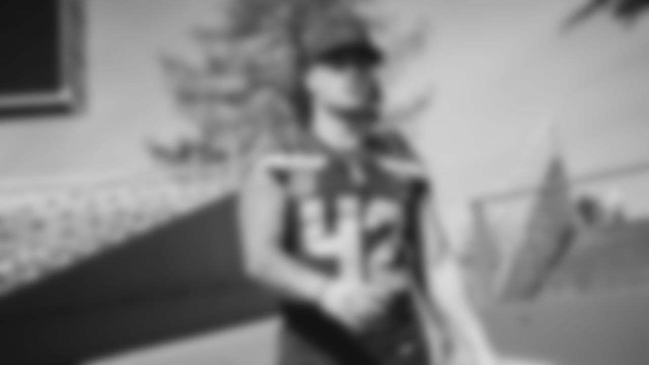 Seahawks linebacker Drake Thomas (42) during the Super Bowl LX team photo on February 7, 2026.