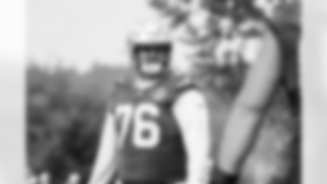 Seahawks guard Grey Zabel (76) practiced on Friday, October 3, 2025 at the Virginia Mason Athletic Center.