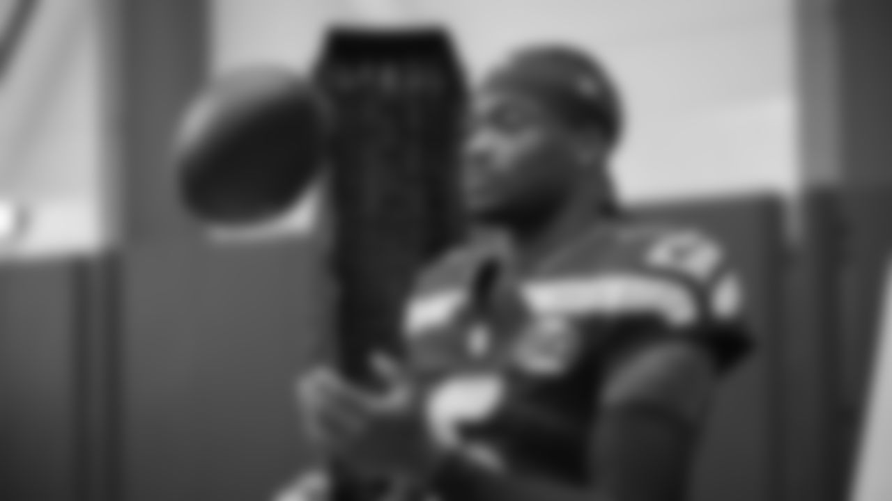 Seahawks quarterback Jalen Milroe (6) at Seahawks media day on June 9, 2025