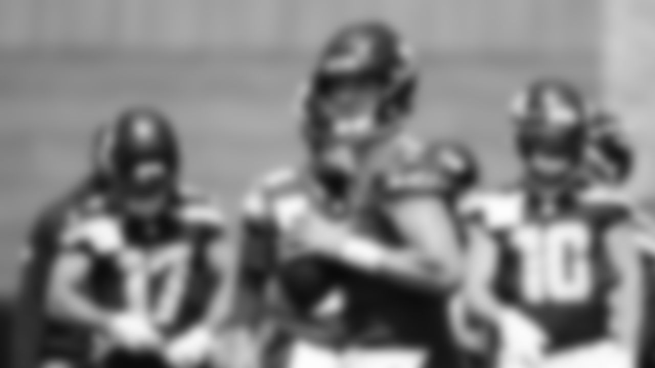 Seahawks quarterback Drew Lock (2) participated in a workout on day four of OTAs on Monday, June 2, 2025 at the Virginia Mason Athletic Center.