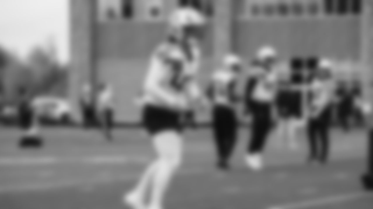 Seahawks linebacker Drake Thomas (42) practiced on Thursday, November 27, 2025 at the Virginia Mason Athletic Center.