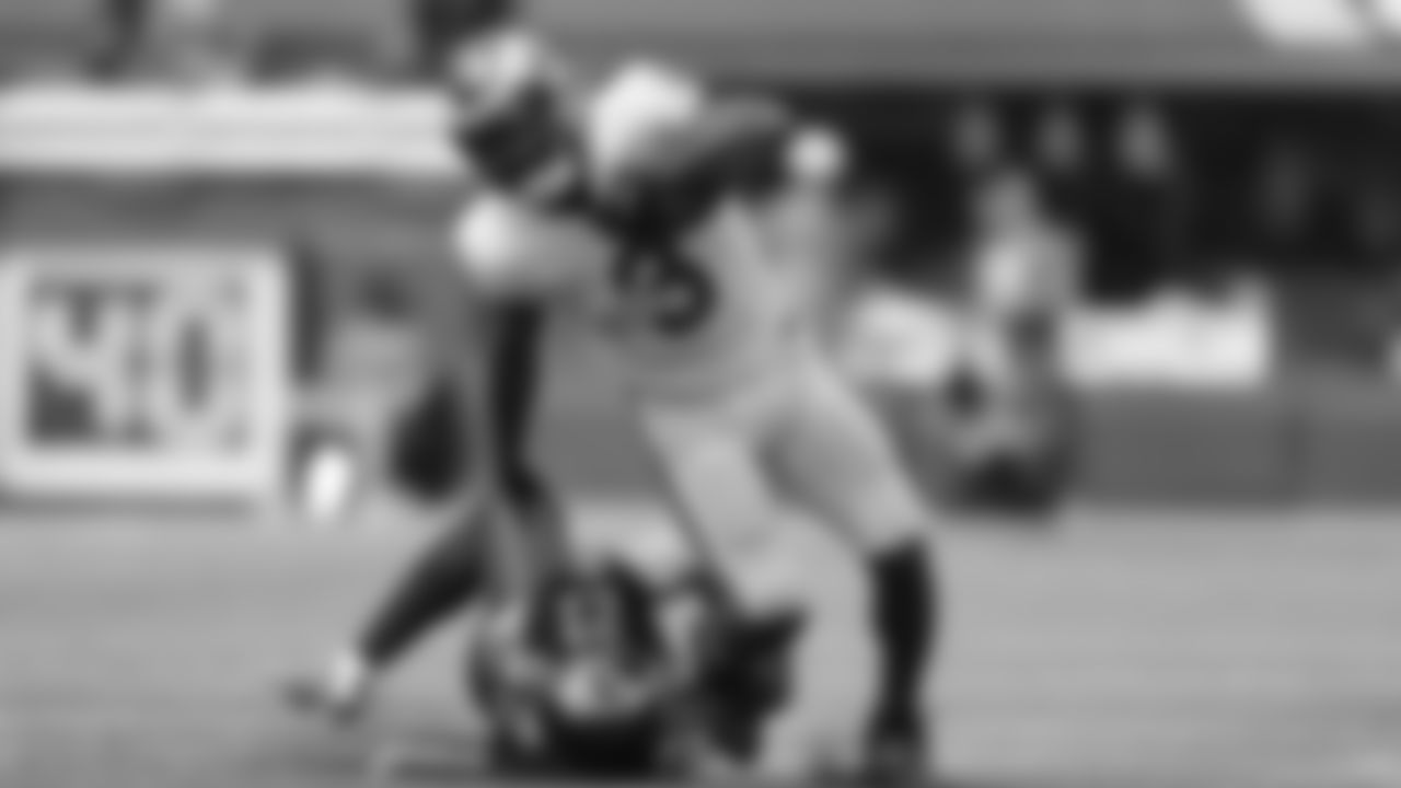 Los Angeles Rams running back Cam Akers (3) stiff arms Atlanta Falcons safety Erik Harris (23) during an NFL football game on Sunday, September 18, 2022 in Inglewood, California. (Ben Liebenberg via AP)