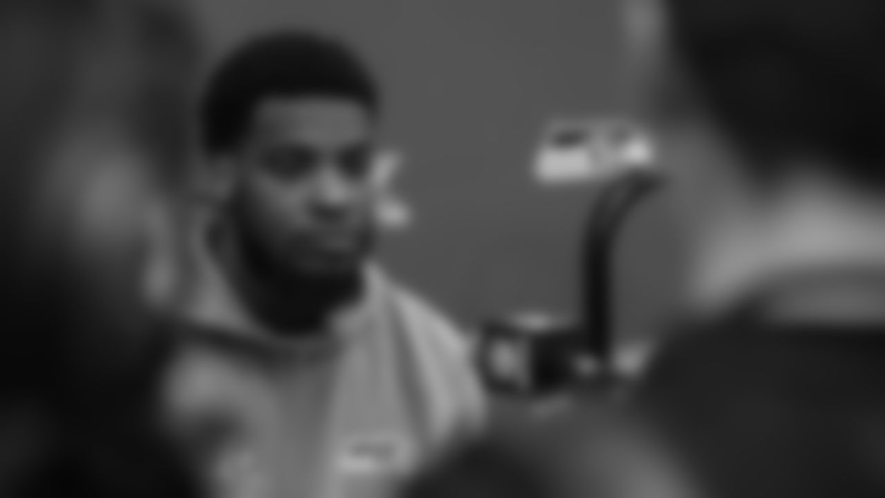 Seahawks cornerback Devon Witherspoon (21) at day one of press conference Media Availability on February 3, 2026.