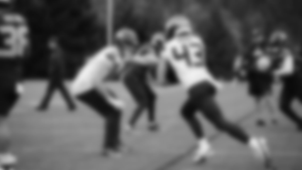 Seahawks linebacker Connor O'Toole (57) practiced on Friday, January 30, 2026 at the Virginia Mason Athletic Center.