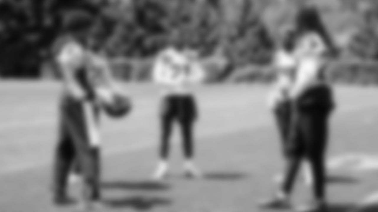 Seahawks cornerback Devon Witherspoon (21), cornerback Josh Jobe (29), cornerback Riq Woolen (27), safety Coby Bryant (8) and safety Julian Love (20) participated in a workout on day two of minicamp on Wednesday, June 11, 2025 at the Virginia Mason Athletic Center.