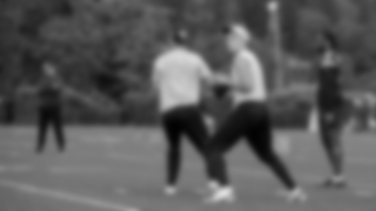 Seahawks quarterback Drew Lock (2) participated in a workout on May 12, 2025 at the Virginia Mason Athletic Center.