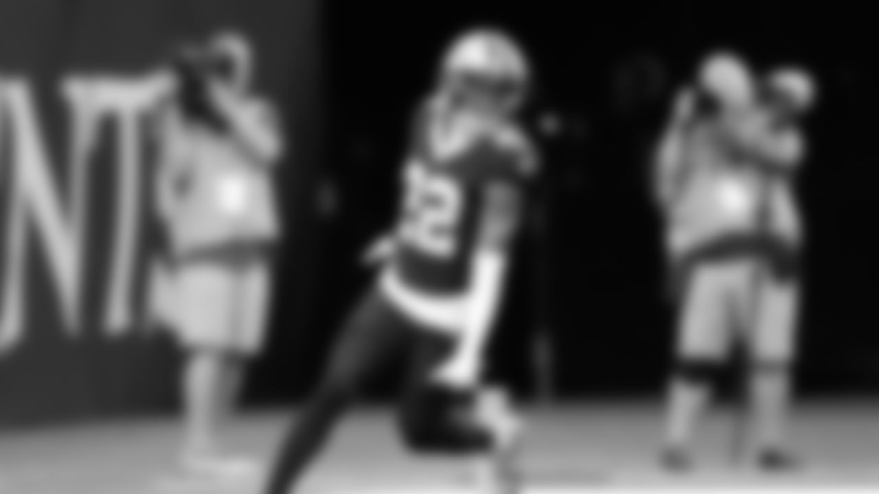 New Orleans Saints' Rashid Shaheed celebrates after returning a punt for a touchdown against the Tampa Bay Buccaneers during the first half of an NFL football game in New Orleans, Sunday, Oct. 13, 2024. (AP Photo/Michael Conroy)