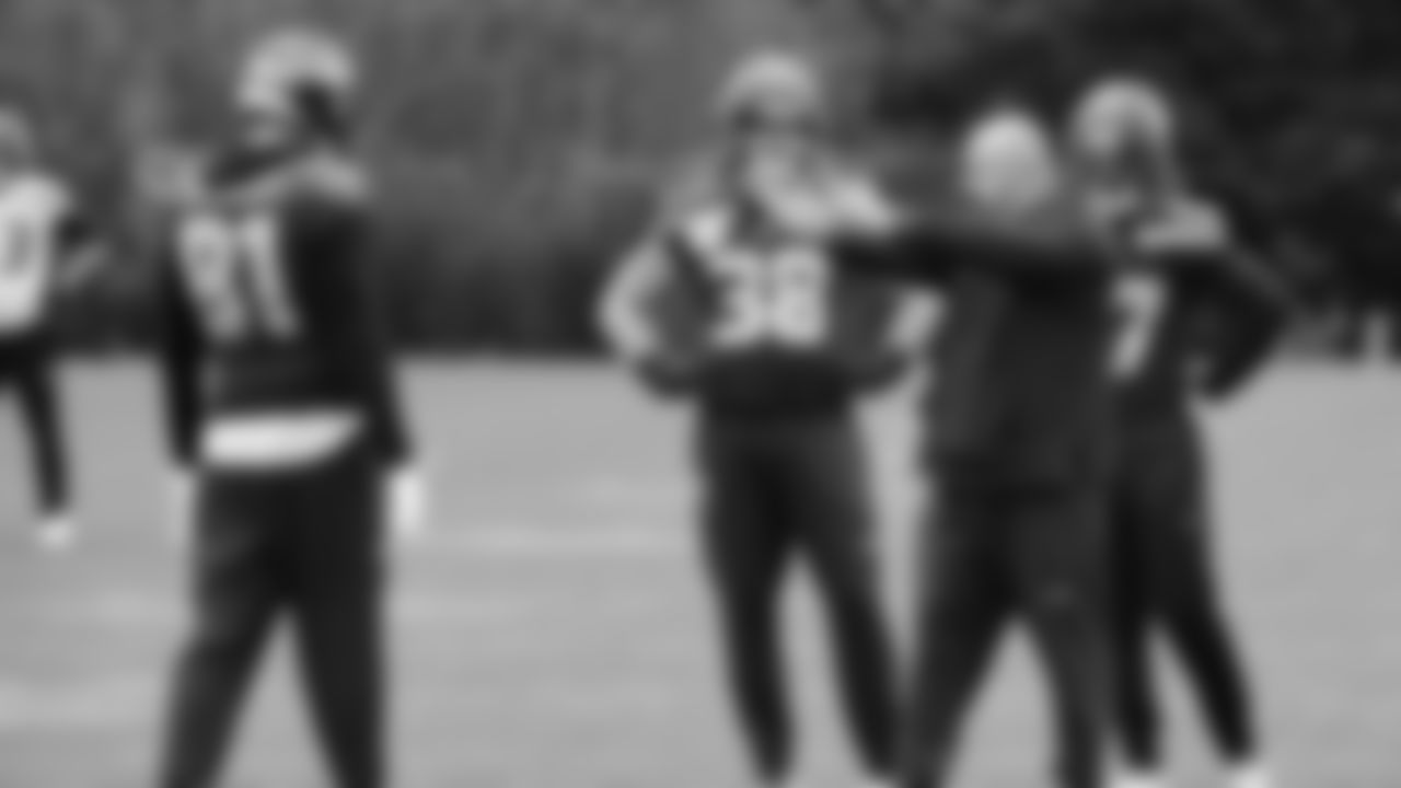 Seahawks fullback Brady Russell (38) practiced on Thursday, January 8, 2026 at the Virginia Mason Athletic Center.