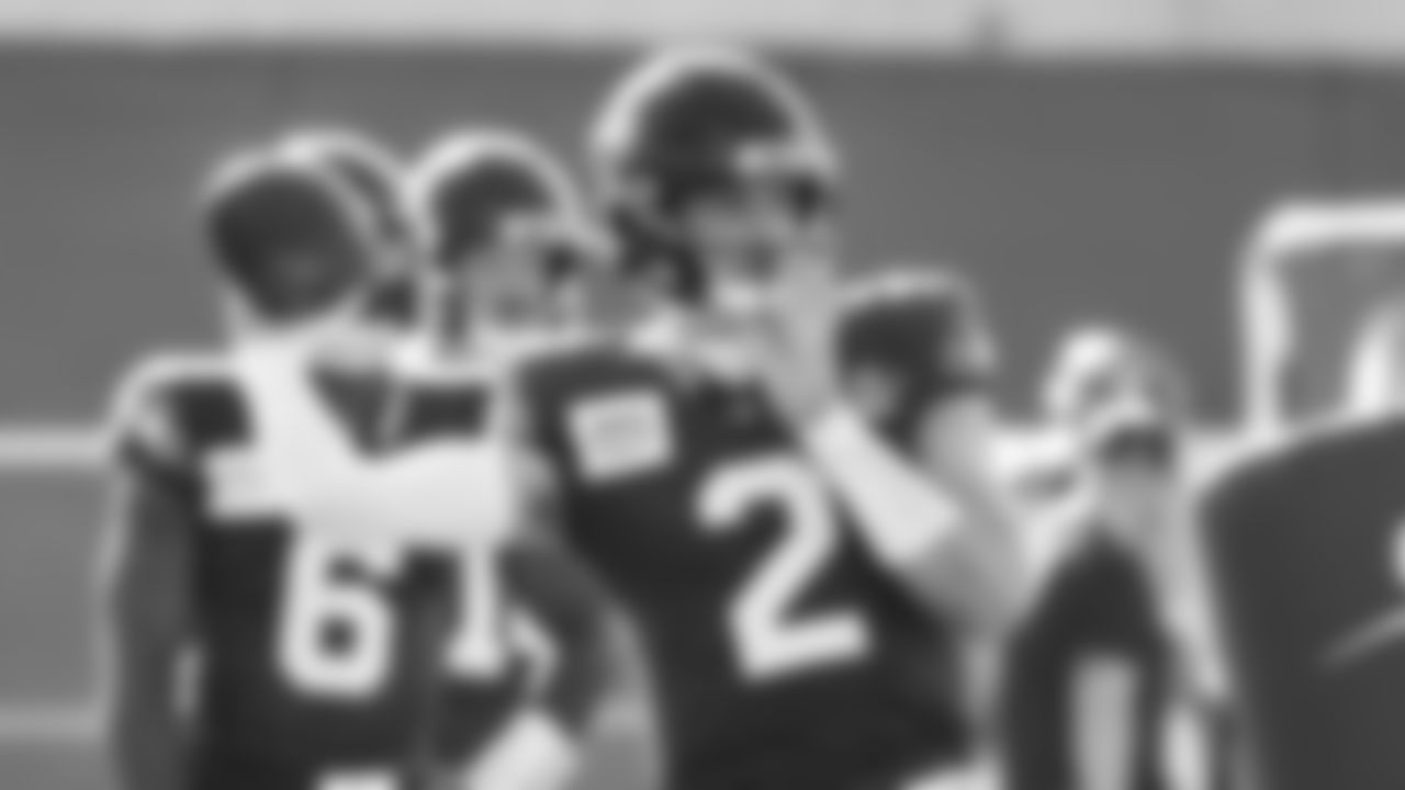 Seahawks quarterback Drew Lock (2) practiced on Wednesday, February 4, 2026 in San Jose, California.