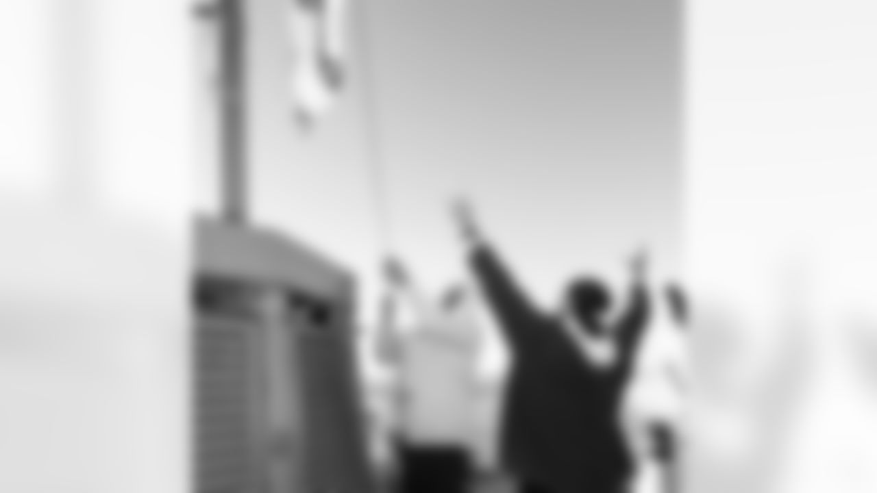 Seahawks Legends Walter Jones and Lofa Tatupu raised the 12 Flag on top of the Space Needle in honor of Blue Friday on January 16, 2026.