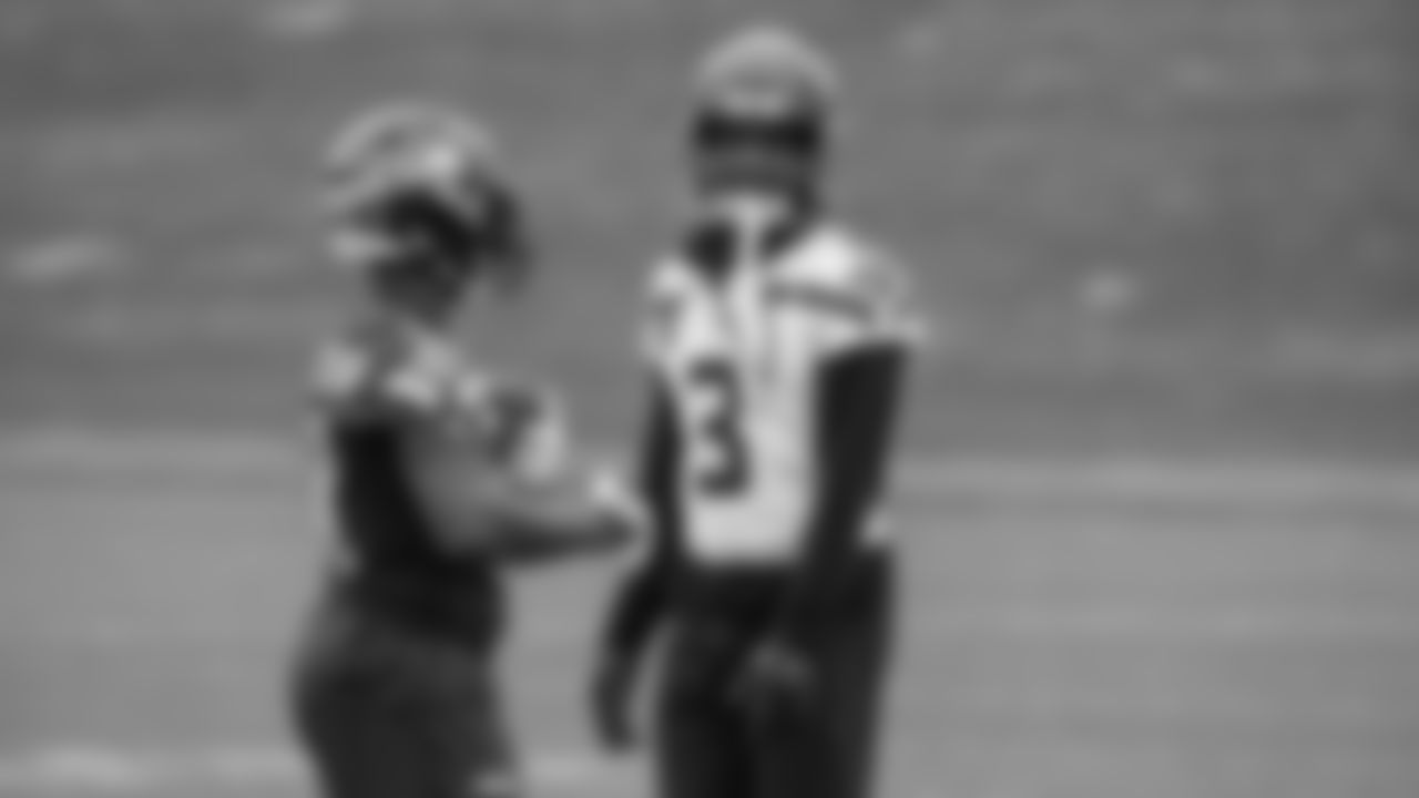 Seahawks safety Nick Emmanwori (3) and running back Kenneth Walker III (9) practiced on Thursday, January 15, 2026 at the Virginia Mason Athletic Center.