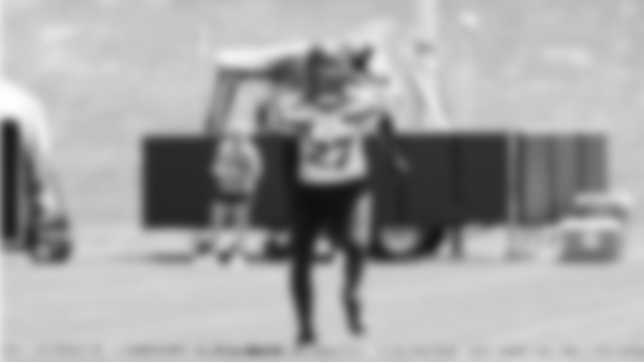 Seahawks cornerback Riq Woolen (27) participated in a workout on day three of OTAs on Friday, May 30, 2025 at the Virginia Mason Athletic Center.