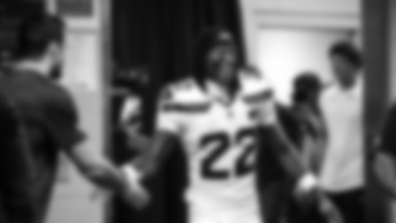 The Seahawks celebrated the 37-9 victory over the Falcons at Mercdes-Benz Stadium.