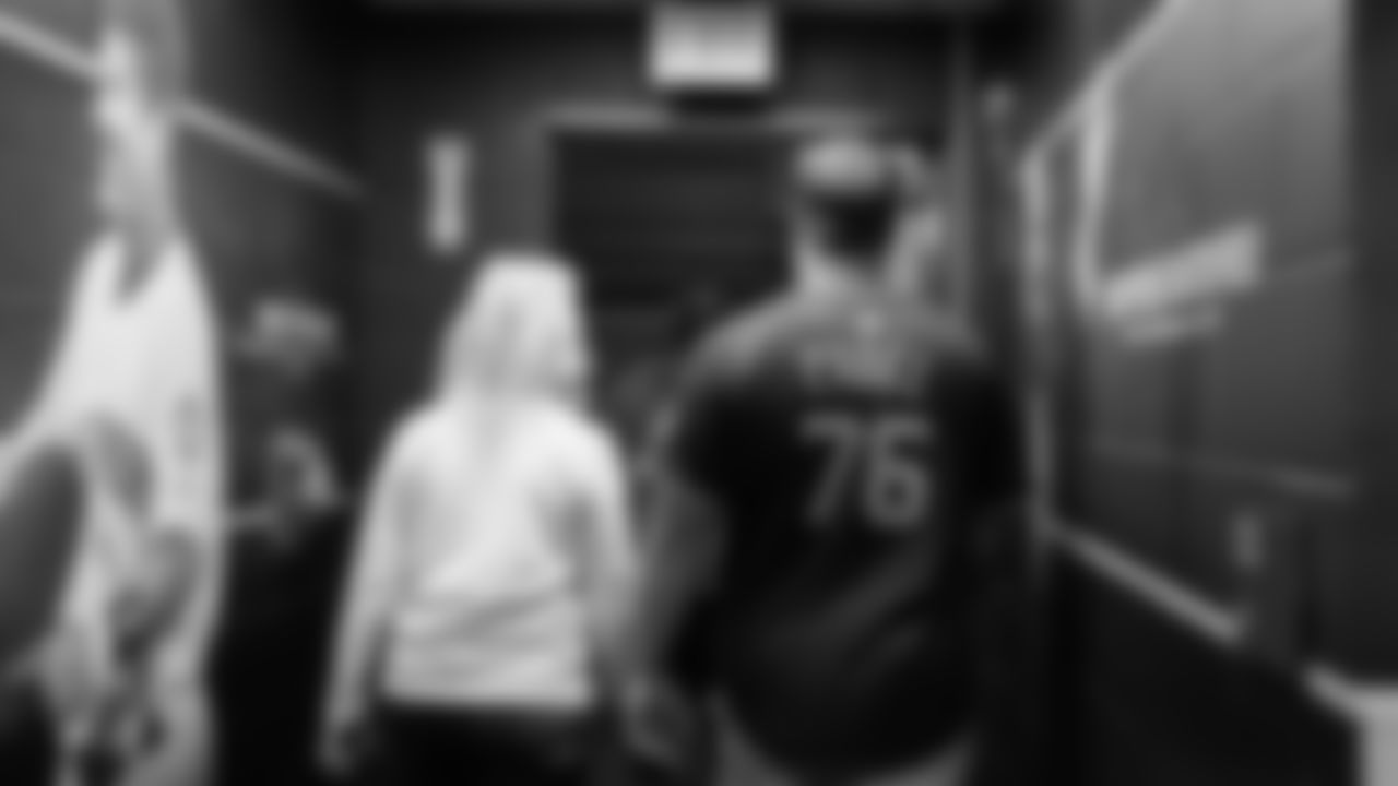 Seahawks guard Grey Zabel (76) threw the ceremonial first pitch for the Mariners vs. Twins game on Friday, May 30, 2025 at T-Mobile Park.