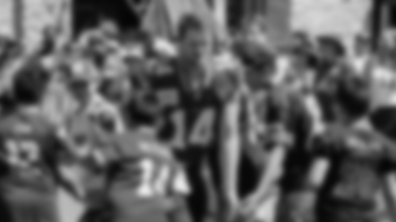 Seahawks quarterback Sam Darnold (14) practiced on August 12, 2025 at the Virginia Mason Athletic Center.