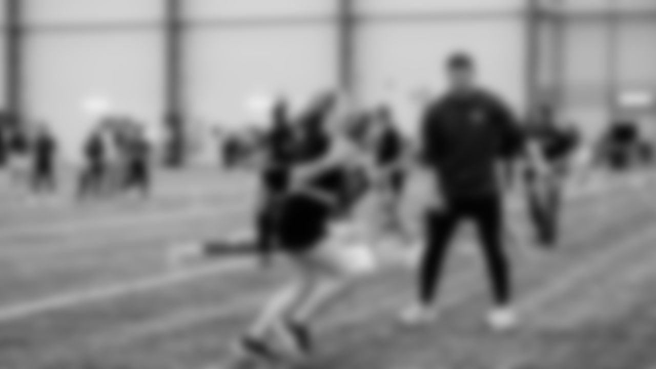The Seahawks, Women's Sports Foundation, and Delta hosted middle-school aged girls for a panel and joint girls flag football and soccer clinic at the Virginia Mason Athletic Center on Saturday, May 10, 2025.