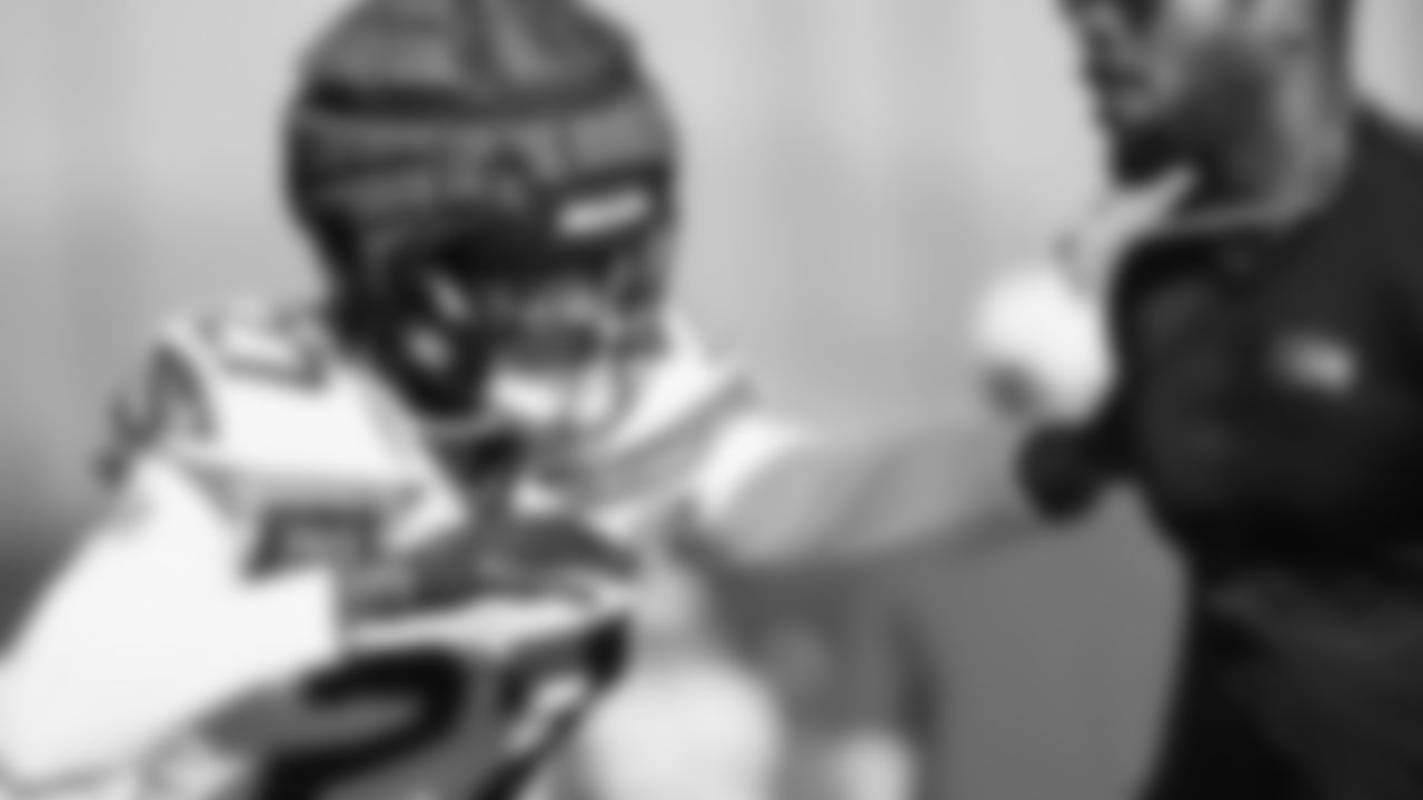 Seahawks cornerback Riq Woolen (27) practiced on Wednesday, February 4, 2026 in San Jose, California.