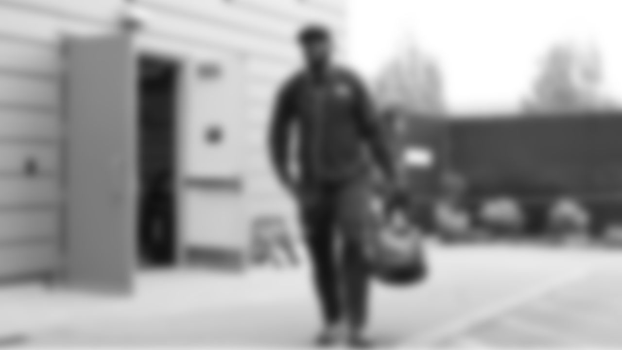 Seahawks wide receiver Dareke Young (83) departed the Virginia Mason Athletic Center for the trip to Jacksonville on Friday, October 10, 2025.