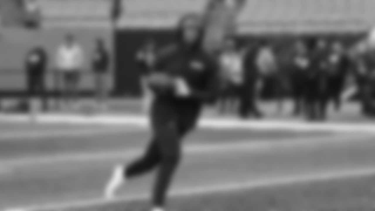 Seahawks wide receiver Rashid Shaheed (22) warms up at Bank of America Stadium for the Week 17 matchup vs. Panthers on December 28, 2025.