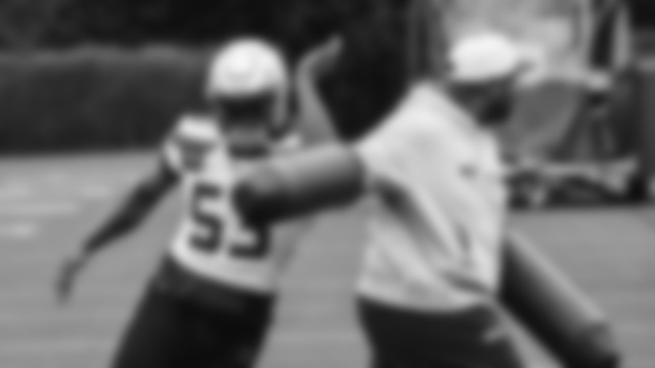 Seahawks linebacker Boye Mafe (53) practiced on Thursday, November 27, 2025 at the Virginia Mason Athletic Center.