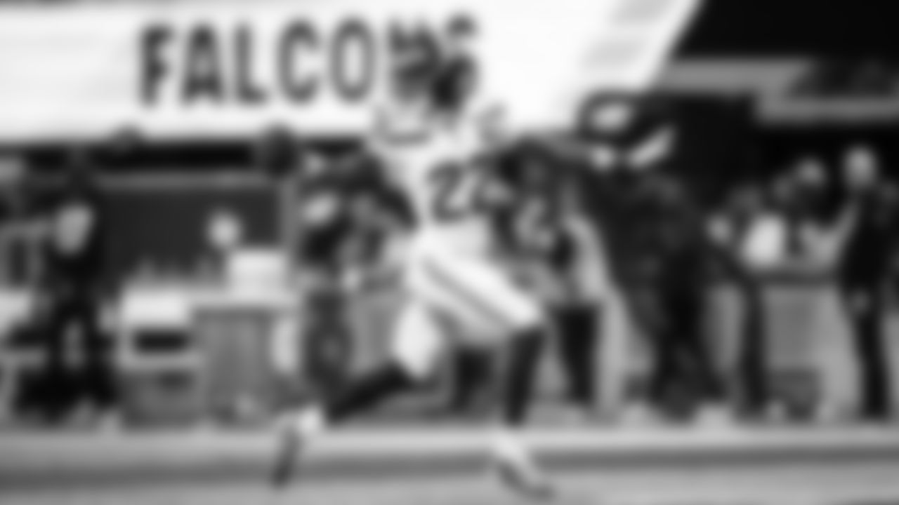 Seahawks return specialist Rashid Shaheed celebrates near the end of his 100-yard kickoff return for a touchdown to open the second half.