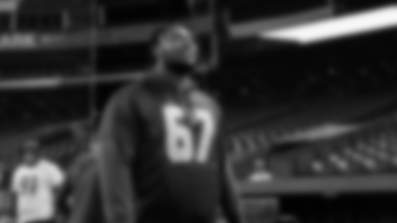 Seahawks tackle Charles Cross (67) visited T-Mobile Park on May 19, 2025