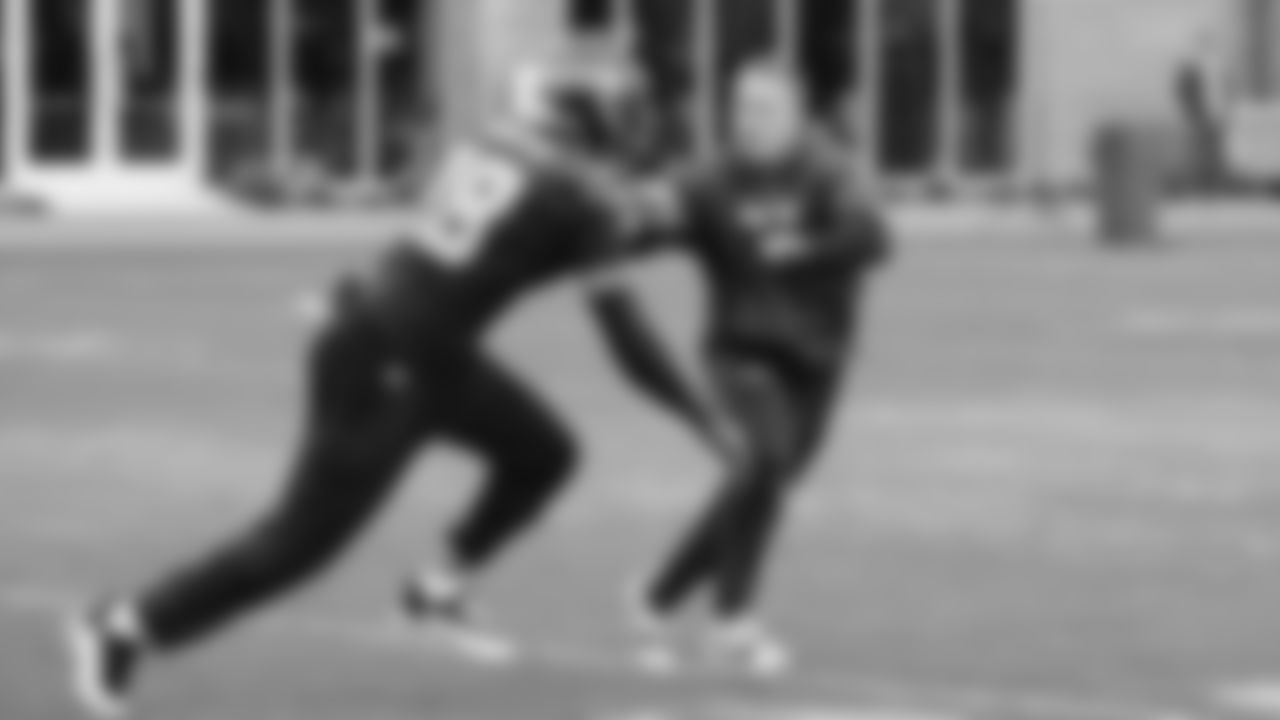 Seahawks tight end Elijah Arroyo (18) practiced on Wednesday, January 14, 2026 at the Virginia Mason Athletic Center.