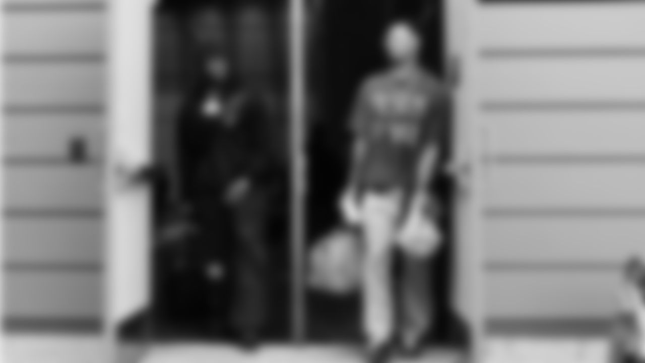 Seahawks linebacker Tyrice Knight (48) and wide receiver Jaxon Smith-Njigba (11) departed the Virginia Mason Athletic Center for the trip to Jacksonville on Friday, October 10, 2025.