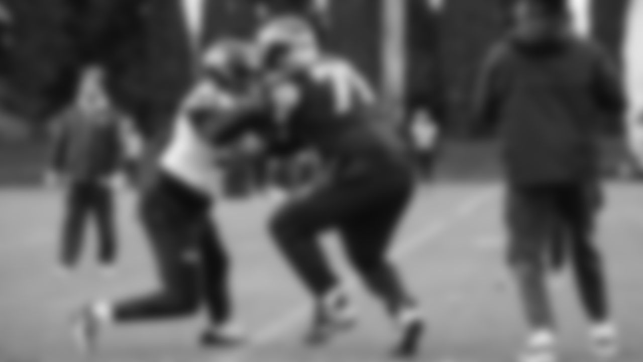 Seahawks offensive lineman Mason Richman (78) practiced on Thursday, January 8, 2026 at the Virginia Mason Athletic Center.