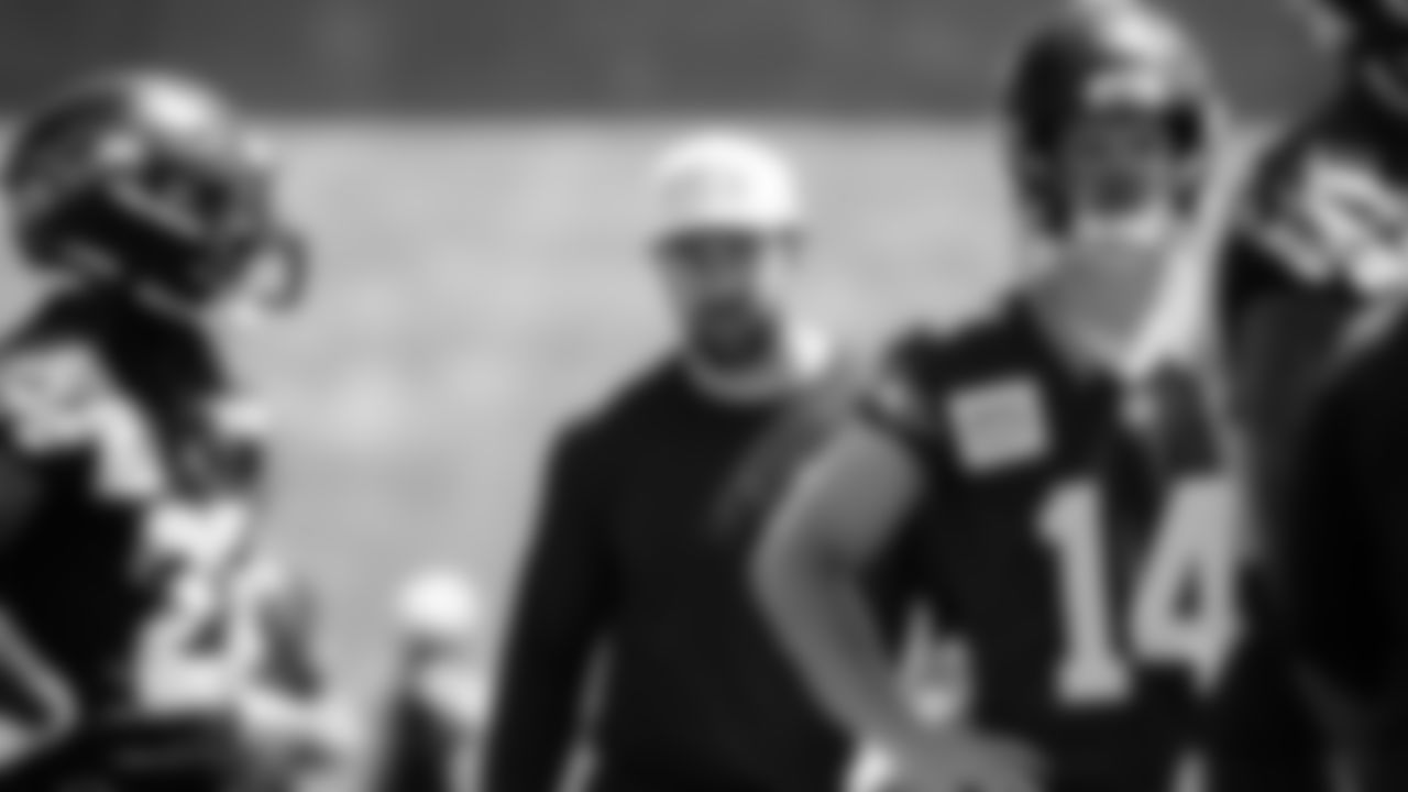 Seahawks offensive coordinator Klint Kubiak on day one of minicamp on Tuesday, June 10, 2025 at the Virginia Mason Athletic Center.