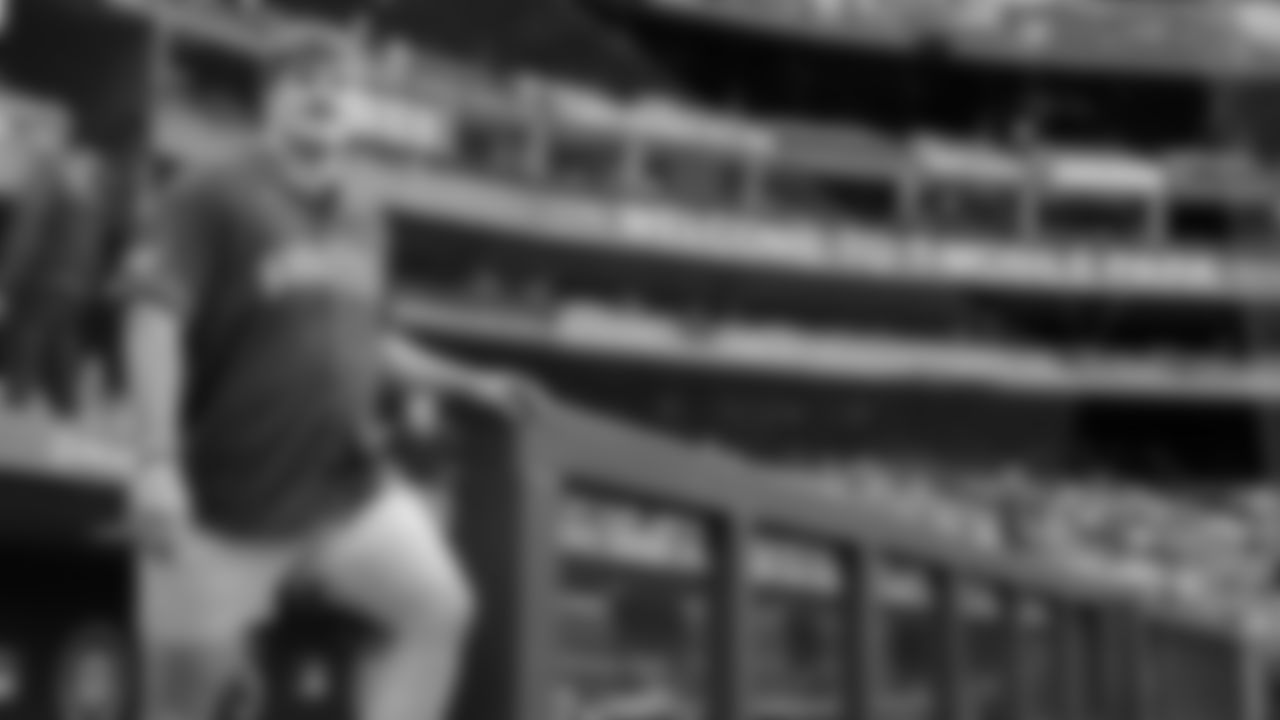 Seahawks guard Grey Zabel (76) threw the ceremonial first pitch for the Mariners vs. Twins game on Friday, May 30, 2025 at T-Mobile Park.