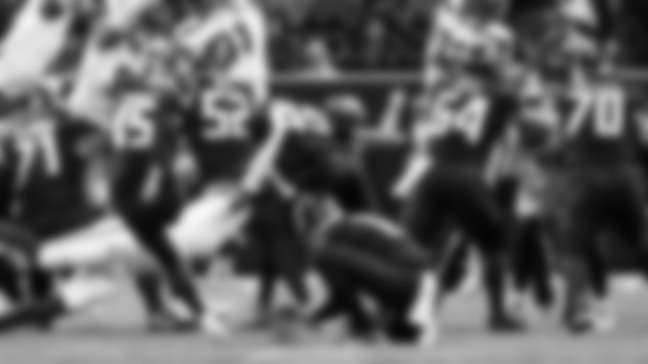 Seahawks safety Nick Emmanwori blocks a Falcons field goal attempt in the first half.