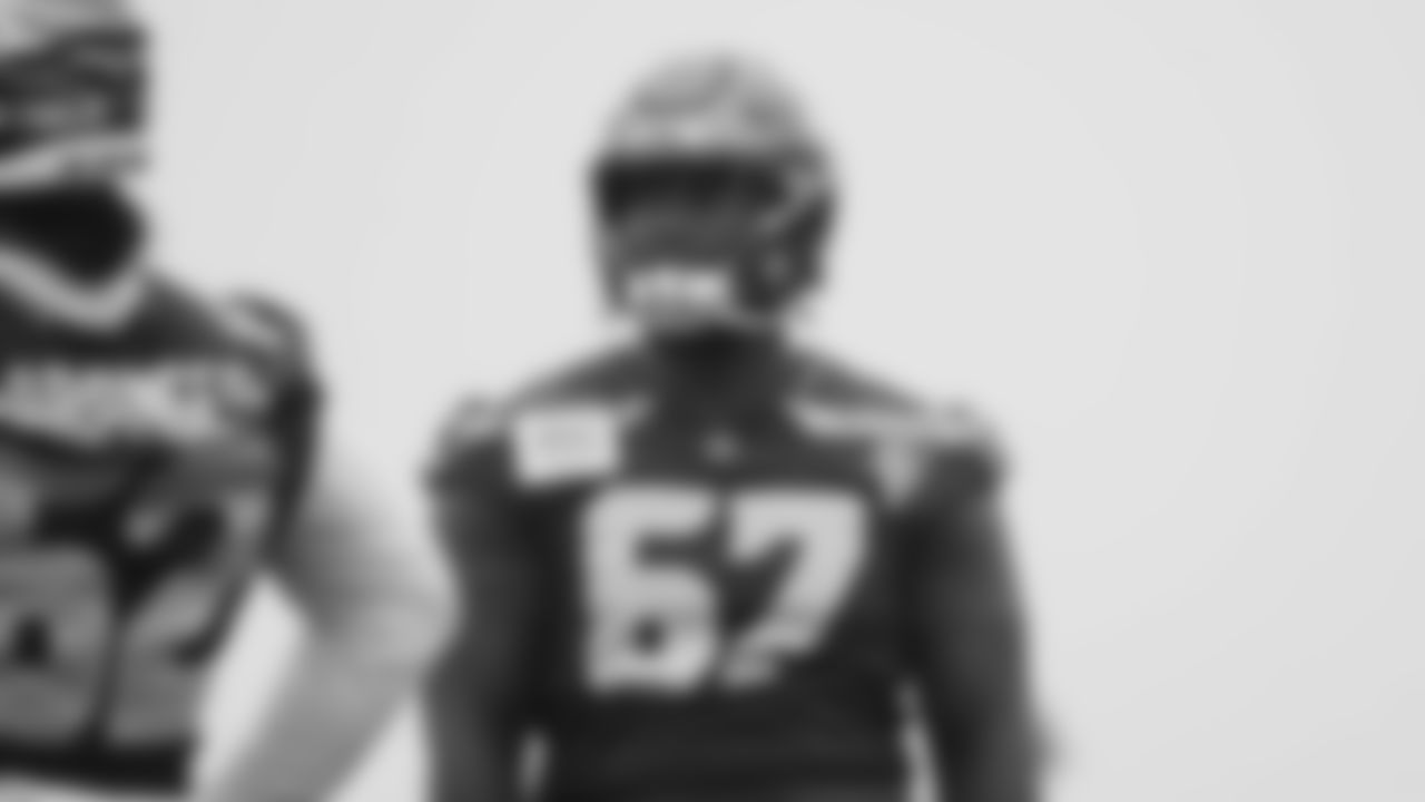 Seahawks tackle Charles Cross (67) practiced on Friday, December 12, 2025 at the Virginia Mason Athletic Center.