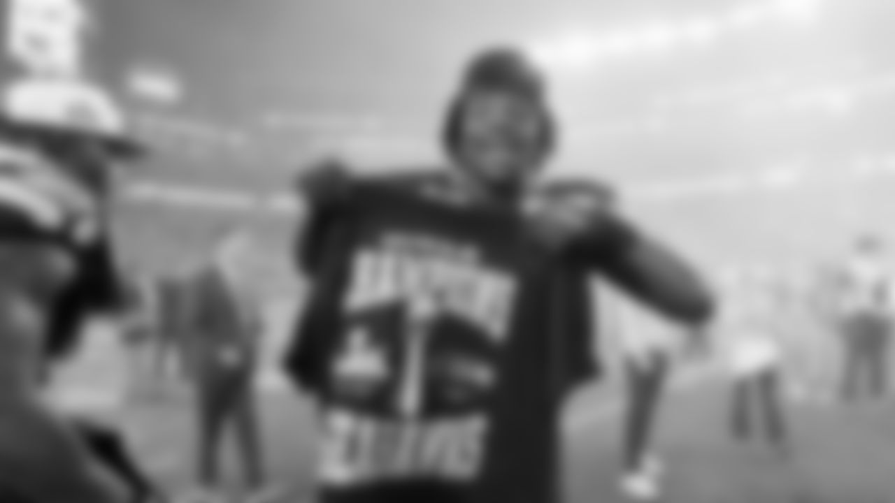 Seattle Seahawks linebacker Boye Mafe celebrates after the NFL Super Bowl 60 football game against the New England Patriots, Sunday, Feb. 8, 2026, in Santa Clara, Calif. (AP Photo/Steve Luciano)