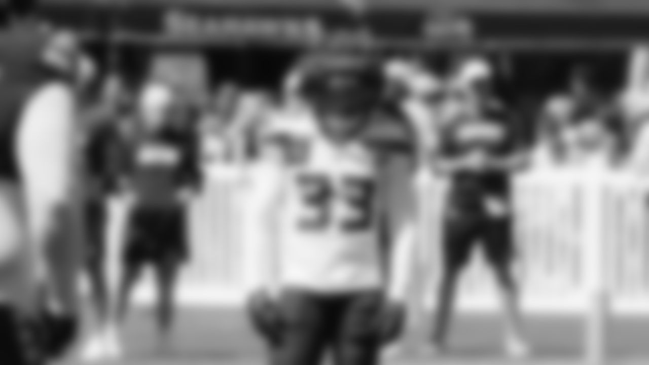 Seahawks cornerback Tyler Hall (33) practiced on day five of training camp on July 28, 2025 at the Virginia Mason Athletic Center.