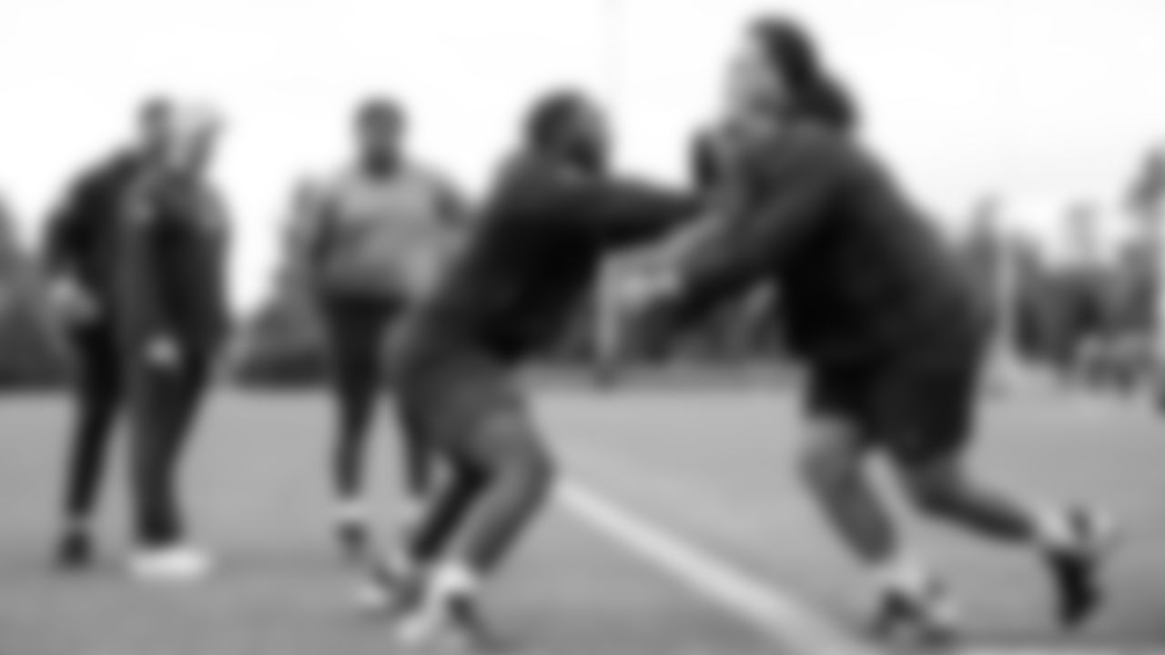 Seahawks tackle Charles Cross (67) participated in a workout on May 12, 2025 at the Virginia Mason Athletic Center.