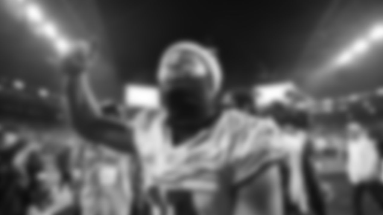 The Seahawks celebrated the 38-37 overtime-win vs. the L.A. Rams in Week 16.