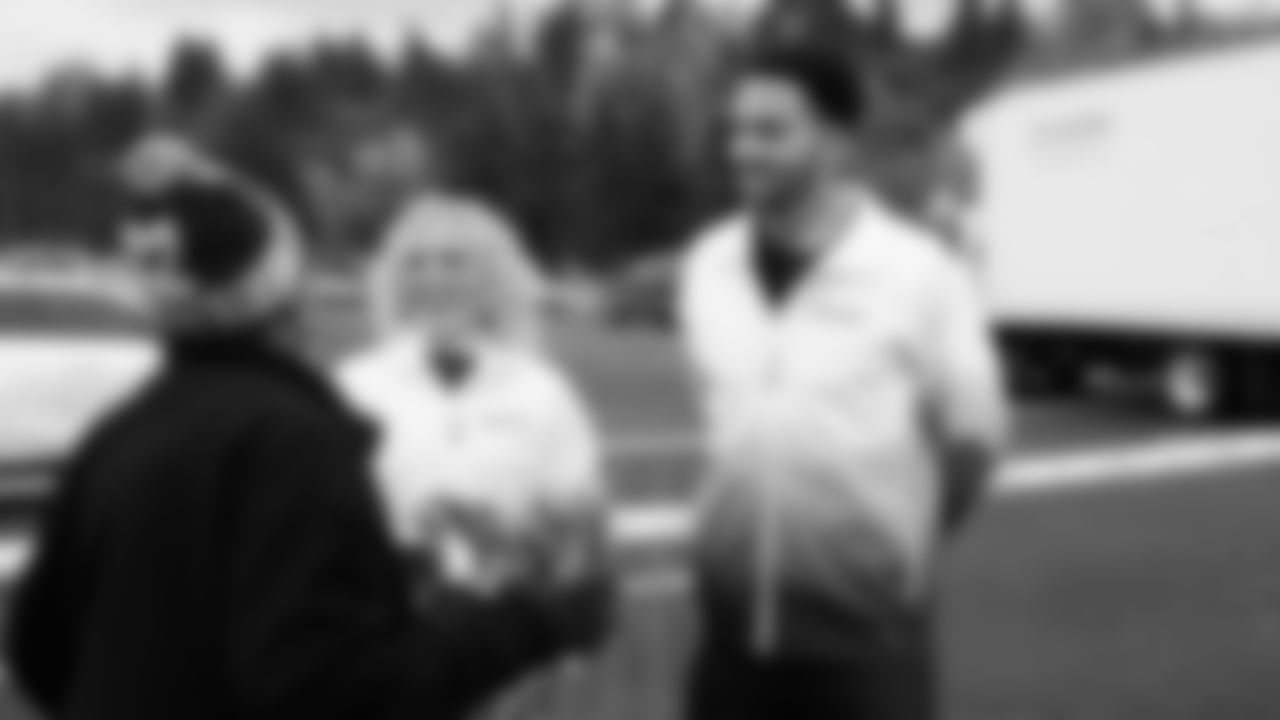 Seahawks Legend Marcus Trufant, quarterback Jalen Milroe, Blitz and the Seahawks Dancers participated in the Tacoma Police Department and Friends Thanksgiving Turkey Giveaway on November 18, 2025.