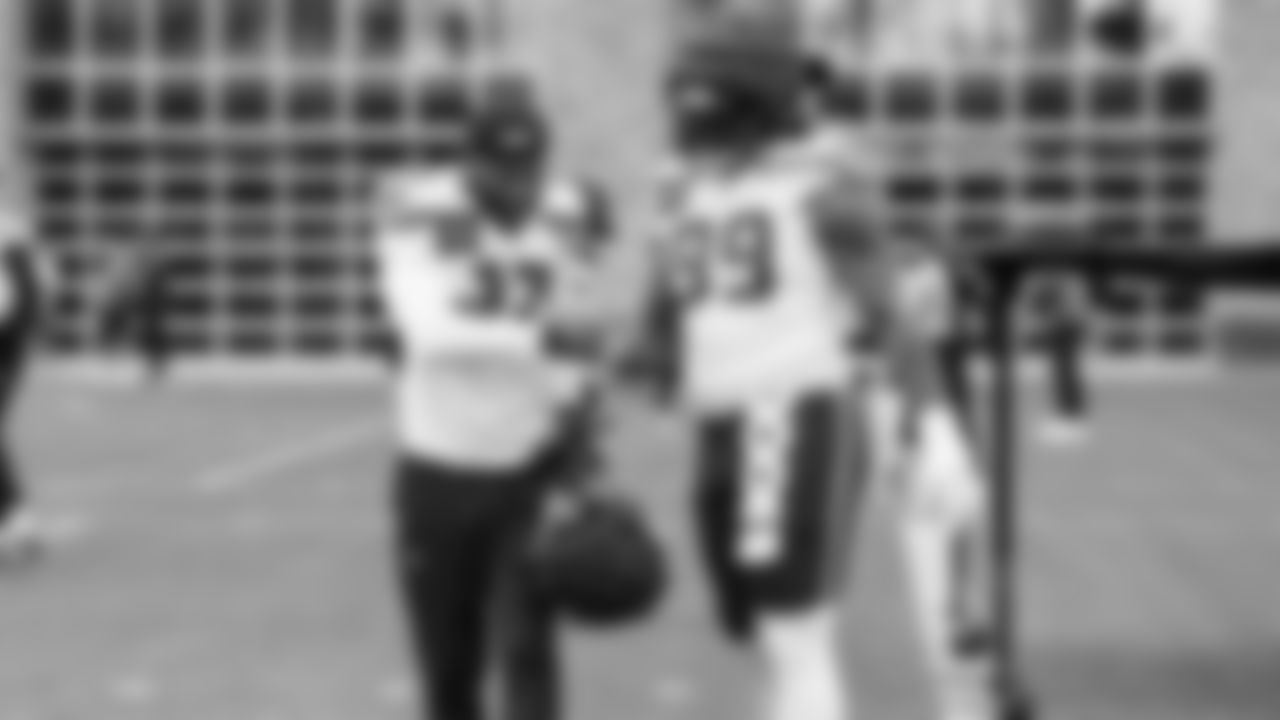 Seahawks linebacker Ernest Jones IV (13) and defensive end Leonard Williams (99) practiced on Tuesday, January 13, 2026 at the Virginia Mason Athletic Center.