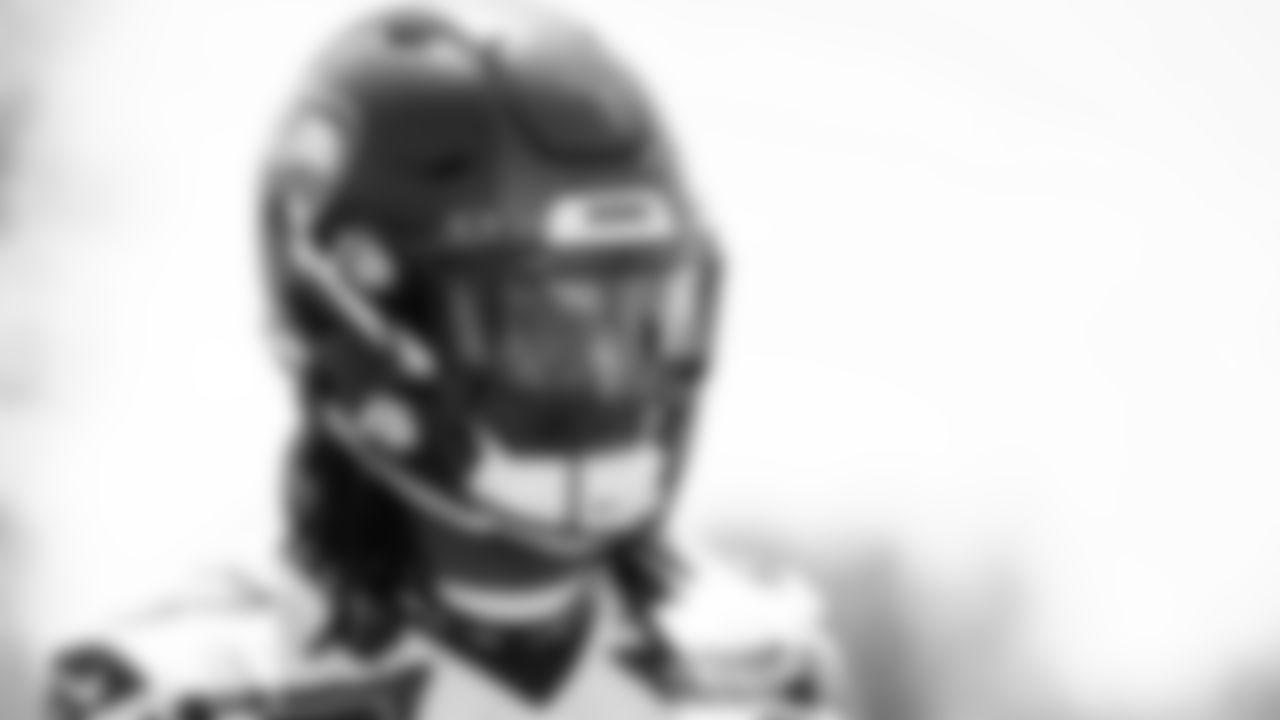Seahawks cornerback Riq Woolen (27) participated in a workout on day one of minicamp on Tuesday, June 10, 2025 at the Virginia Mason Athletic Center.