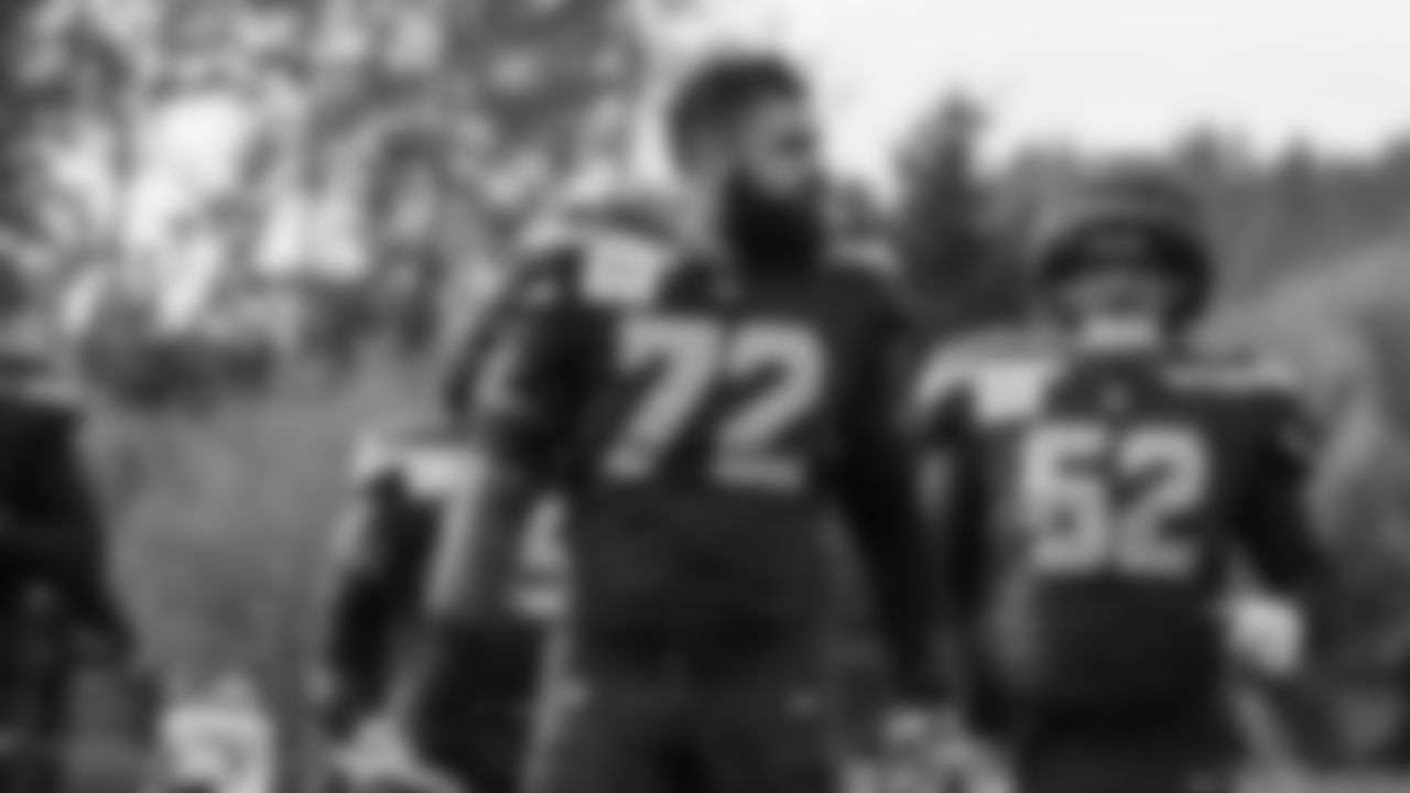 Seahawks tackle Abraham Lucas (72) practiced on Thursday, October 16, 2025 at the Virginia Mason Athletic Center.