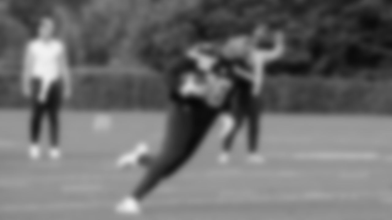 Seahawks tight end Elijah Arroyo (18) participated in a workout on May 12, 2025 at the Virginia Mason Athletic Center.