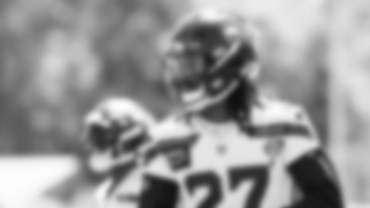 Seahawks cornerback Riq Woolen (27) participated in a workout on day three of OTAs on Friday, May 30, 2025 at the Virginia Mason Athletic Center.