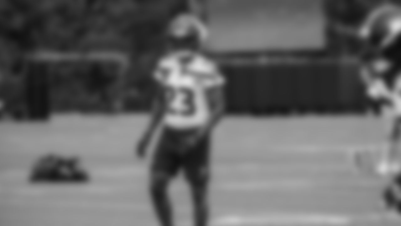 Seahawks safety D'Anthony Bell (23) practiced on August 17, 2025 at the Virginia Mason Athletic Center.