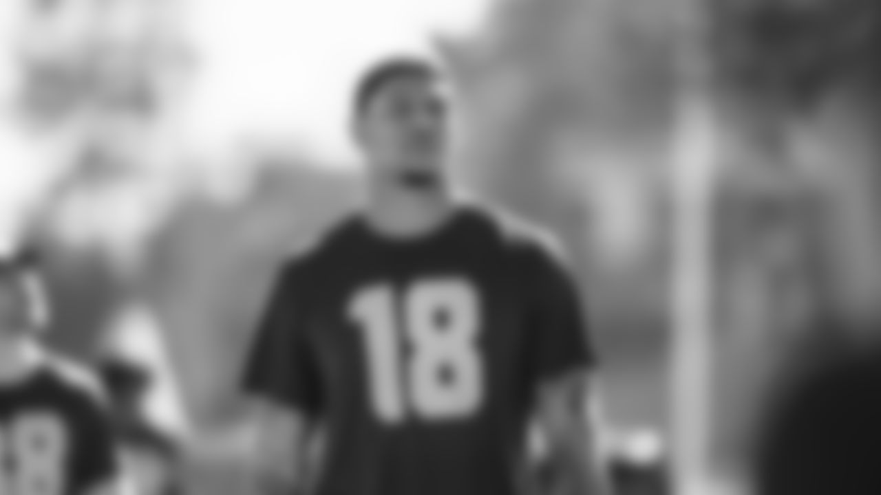 Seahawks tight end Elijah Arroyo (18) practiced on Wednesday, February 4, 2026 in San Jose, California.