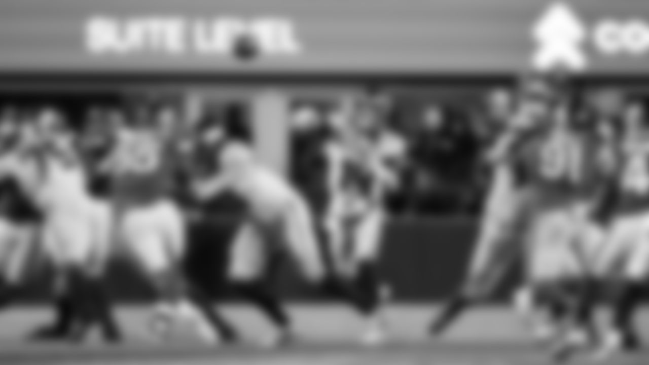 In the second half, Sam Darnold throws from the pocket.